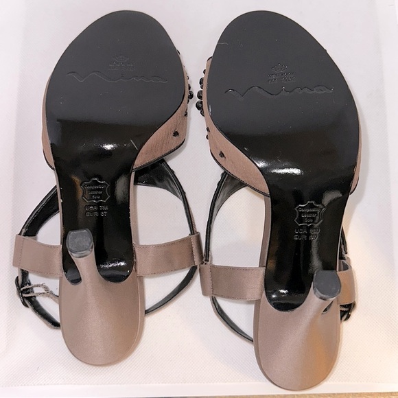 Nina Beaded Satin Leather Upper Slingback Heels Size 7 - NWOT - Picture 11 of 12